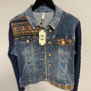 Tempo Paris embroidered denim jacket size medium